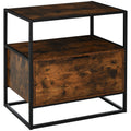 Mesa de console estilo industrial com gaveta grande e prateleira aberta Superfície espaçosa estrutura de metal 73x 45,5x 76cm Rústico Castanho — foto 1