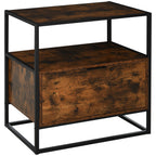 Mesa de console estilo industrial com gaveta grande e prateleira aberta Superfície espaçosa estrutura de metal 73x 45,5x 76cm Rústico Castanho — foto 1
