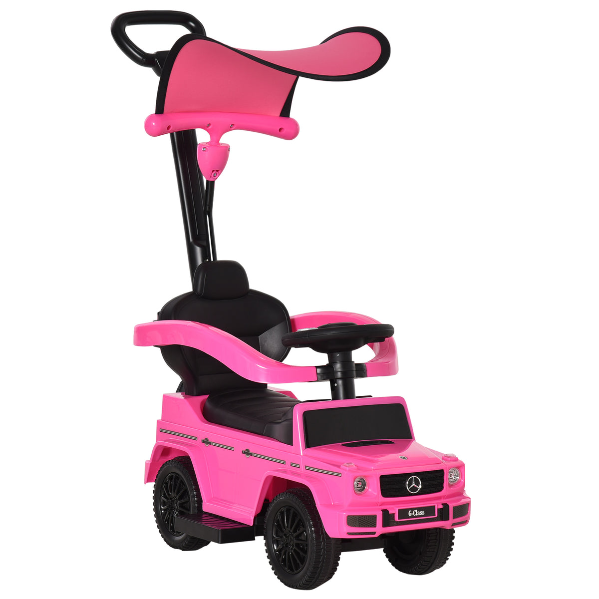 Carro de Passeio Carro Andador para Crianças acima de 12 Meses Mercedes G350 com Buzina Capô Removível Encosto e Suporte de Proteção 85,5x40,5x95 cm Rosa — foto 1