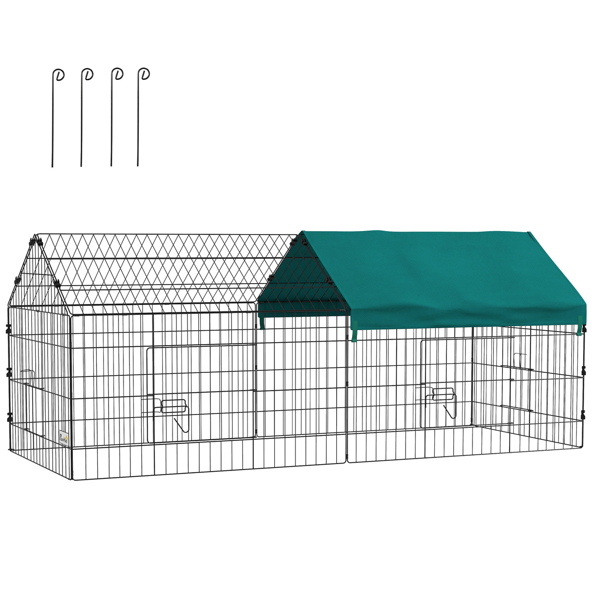 Gaiola para Animais Pequenos Gaiola para Roedores de Aço com Porta e Toldo para Coelhos Chinchilas Galinhas 185x75x75 cm Verde — foto 1