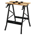 Amazonas: Bancada de trabalho dobrável Mesa de trabalho portátil com 4 grampos Buracos para serra Uso doméstico Ferro para trabalhar madeira Suporte para MDF 70 kg 56x62x75 cm Natural Preto — foto 1