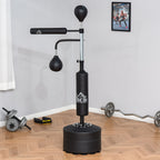 Punching Ball de Boxe com Altura Ajustável com 2 Bolas de Velocidade Barra Giratória 360° e Base Preenchida com Água ou Areia Punching Ball para Adultos 88x50x160-230cm Preto — foto 2