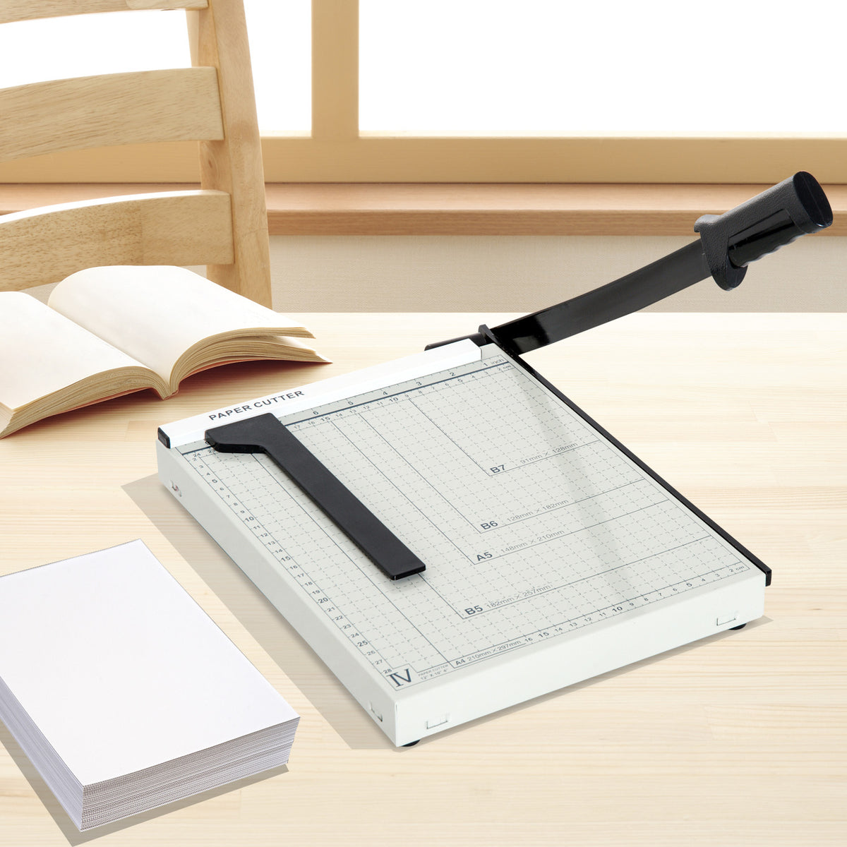 Cortador de Papel A4 Cortador de Papel Profissional para Papéis Fotografia Escritório Estúdio Escola Capacidade 12 Folhas com Régua 48x26,5x5 cm Branco — foto 2