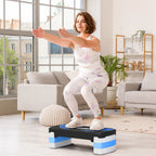 Step para Exercício Aeróbico Plataforma Step com Altura Ajustável em 3 Níveis com Carga Máxima 150kg para Exercício em Academia Casa 80x31x10-20cm Azul — foto 2