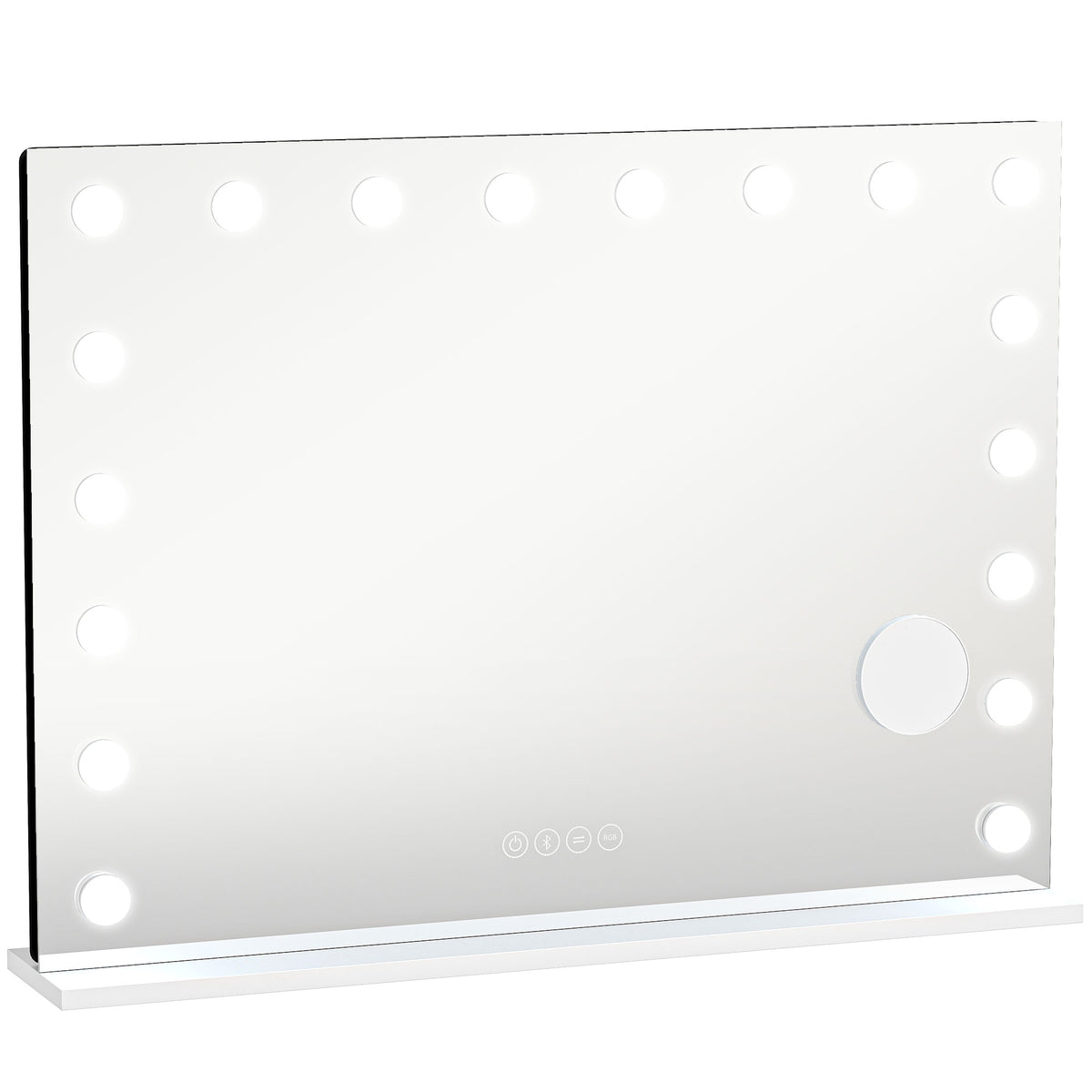 Espelho de Maquilhagem Hollywood com 18 Lâmpadas LED Dimáveis 3 Cores Luz RGB Altifalante Bluetooth Ampliação 10x Branco — foto 1