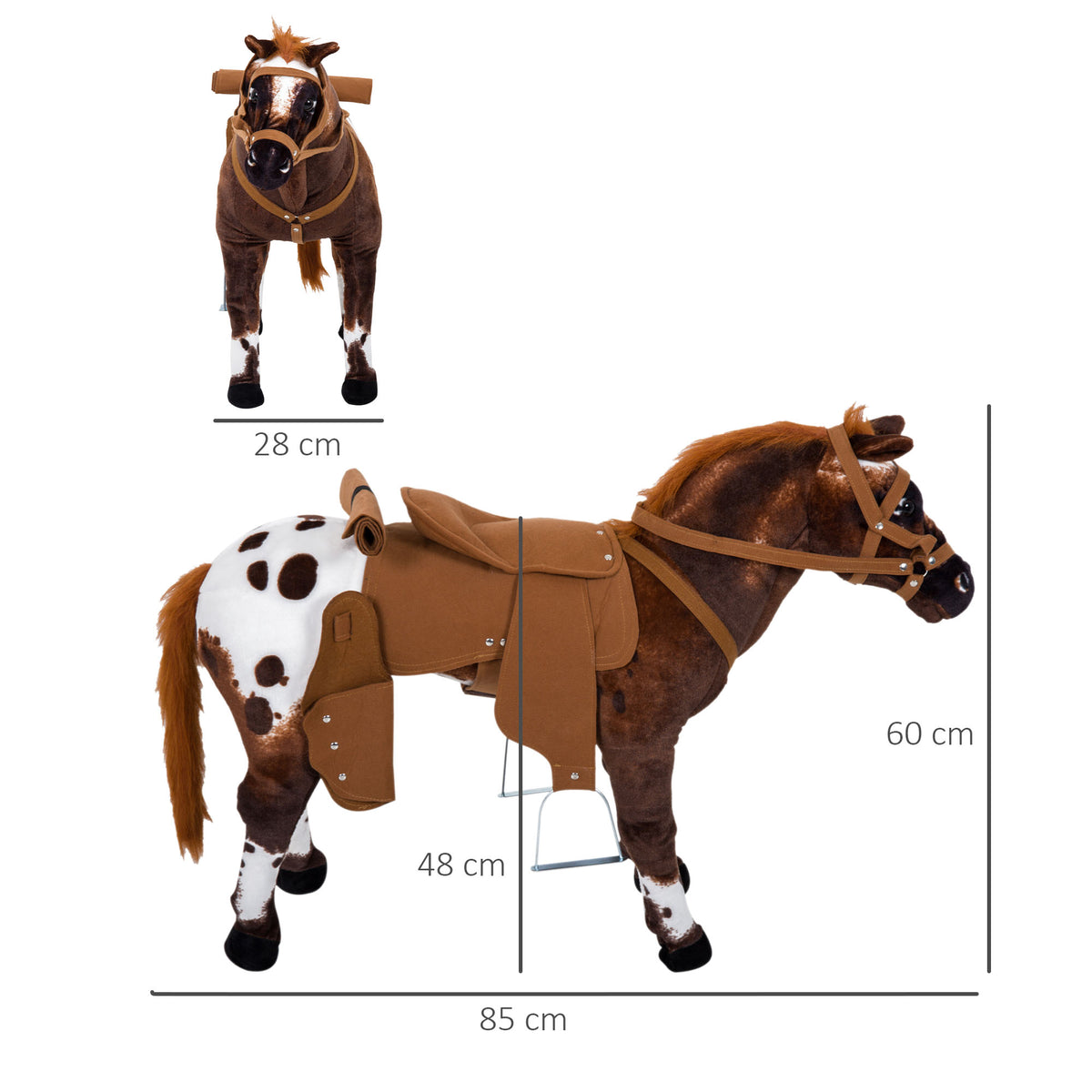 Cavalo de Brinquedo para Crianças acima de 3 Anos com Sons Realistas 85x28x60 cm Marrom — foto 3
