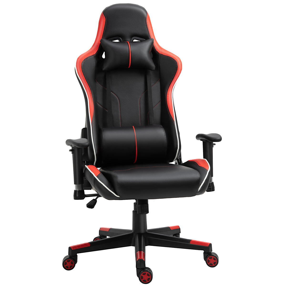 Cadeira gaming profissional para escritório reclinável ajustável em altura com apoio lombar e encosto de cabeça, vermelho 72 x 54 x (126-136) cm — foto 1
