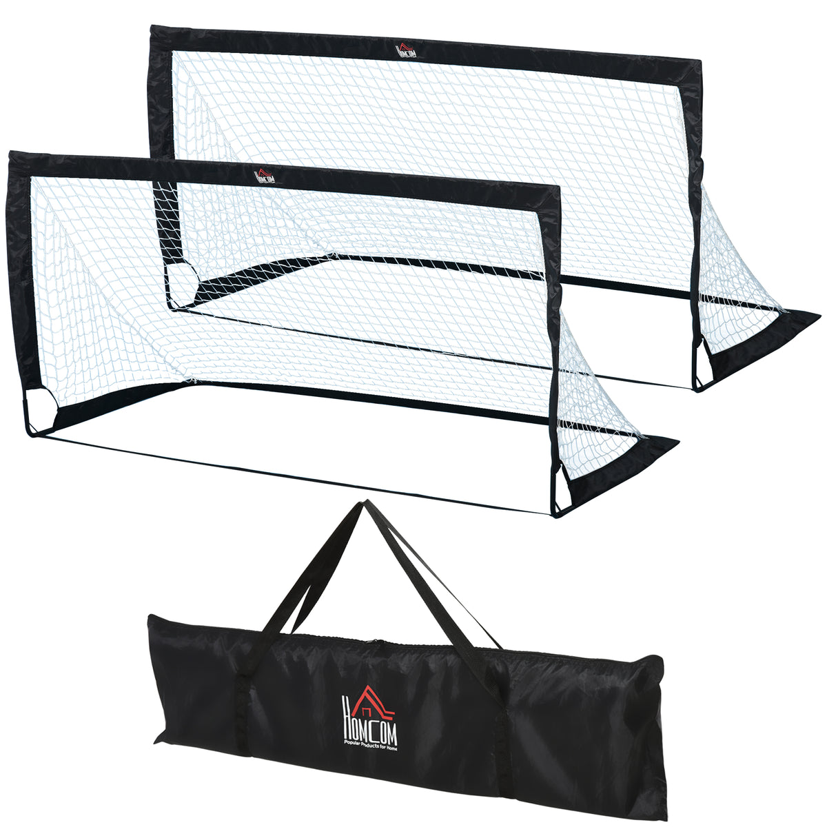 Balizas de Futebol Dobráveis Balizas de Futebol para Crianças e Adultos com Saco de Transporte para Exterior Jardim Treino 183x90x90 cm Preto — foto 1