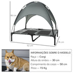 Cama elevada para animais de estimação Portátil com tecido respirável de toldo removível para interior e exterior 92x76x90 cm cinza — foto 3