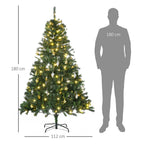 Árvore de Natal Artificial 180cm Árvore de Natal com 745 Ramos 200 Luzes LED com Cor Branco Quente Suporte e Decorações Incluídas Ø112x180cm Verde — foto 3