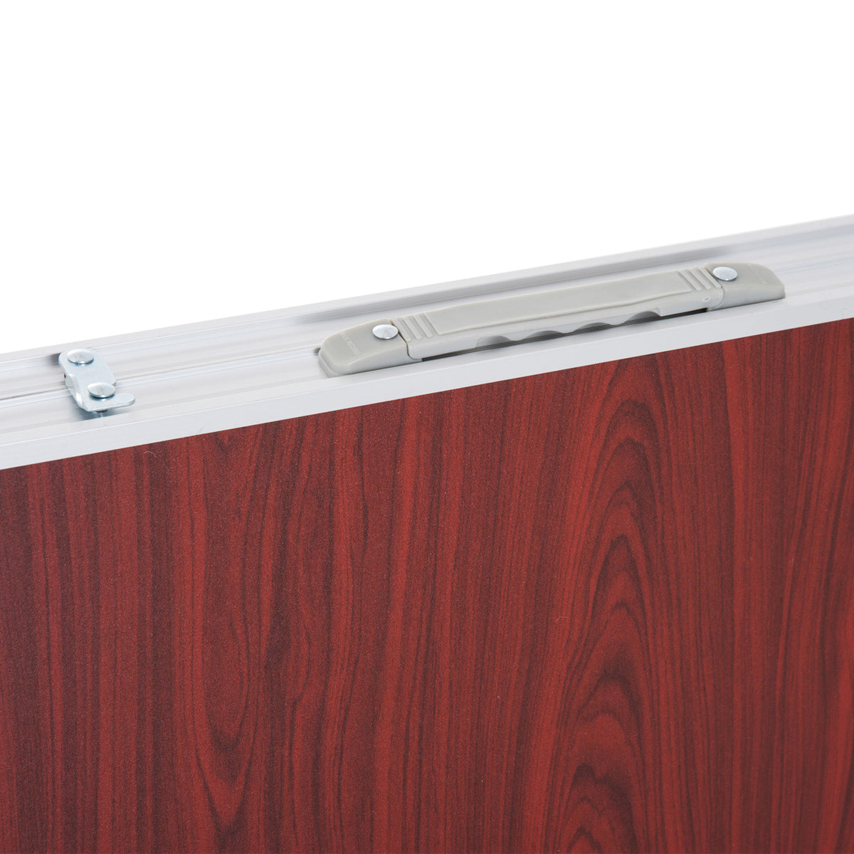Mesa Maleta de Alumínio com 4 Bancos Conjunto para Acampamento Dobrável Portátil com Altura Ajustável Jardim Terraço 120x60x69cm Marrom e Vermelho — foto 4