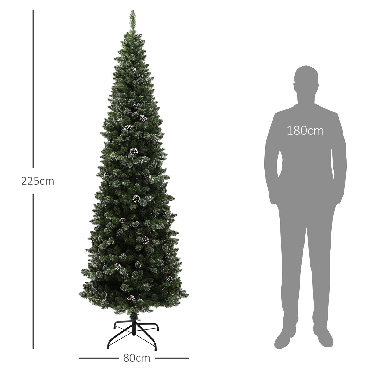 Árvore de Natal 225 cm Árvore de Natal Artificial com 980 Ramos e Suporte de Metal Árvore de Natal para Sala de Estar Interior Verde — foto 3