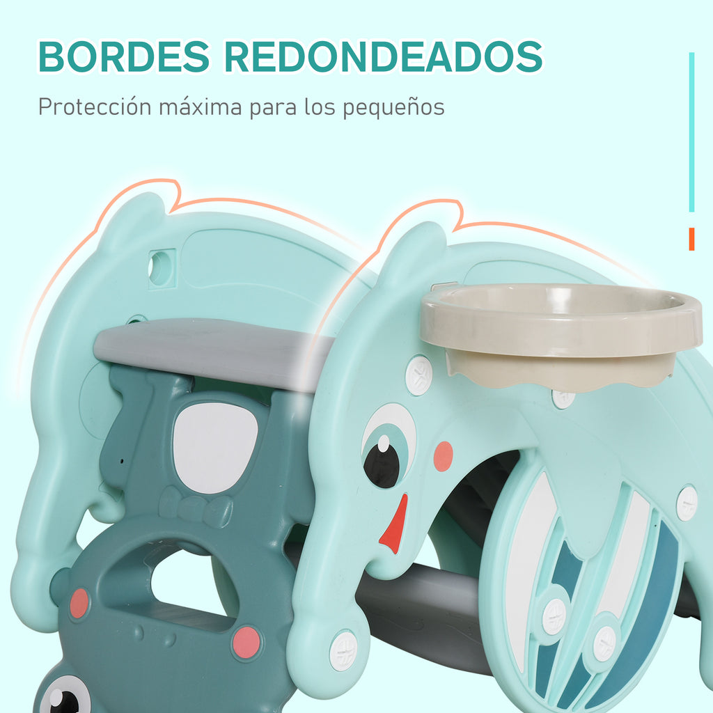 Balanço em forma de sapo 3 em 1escorrega em forma de golfinho e cesta de basquete Jogo multifuncional com superfícies suaves para crianças acima de 3 anos 72x34x47 cm Verde — foto 6