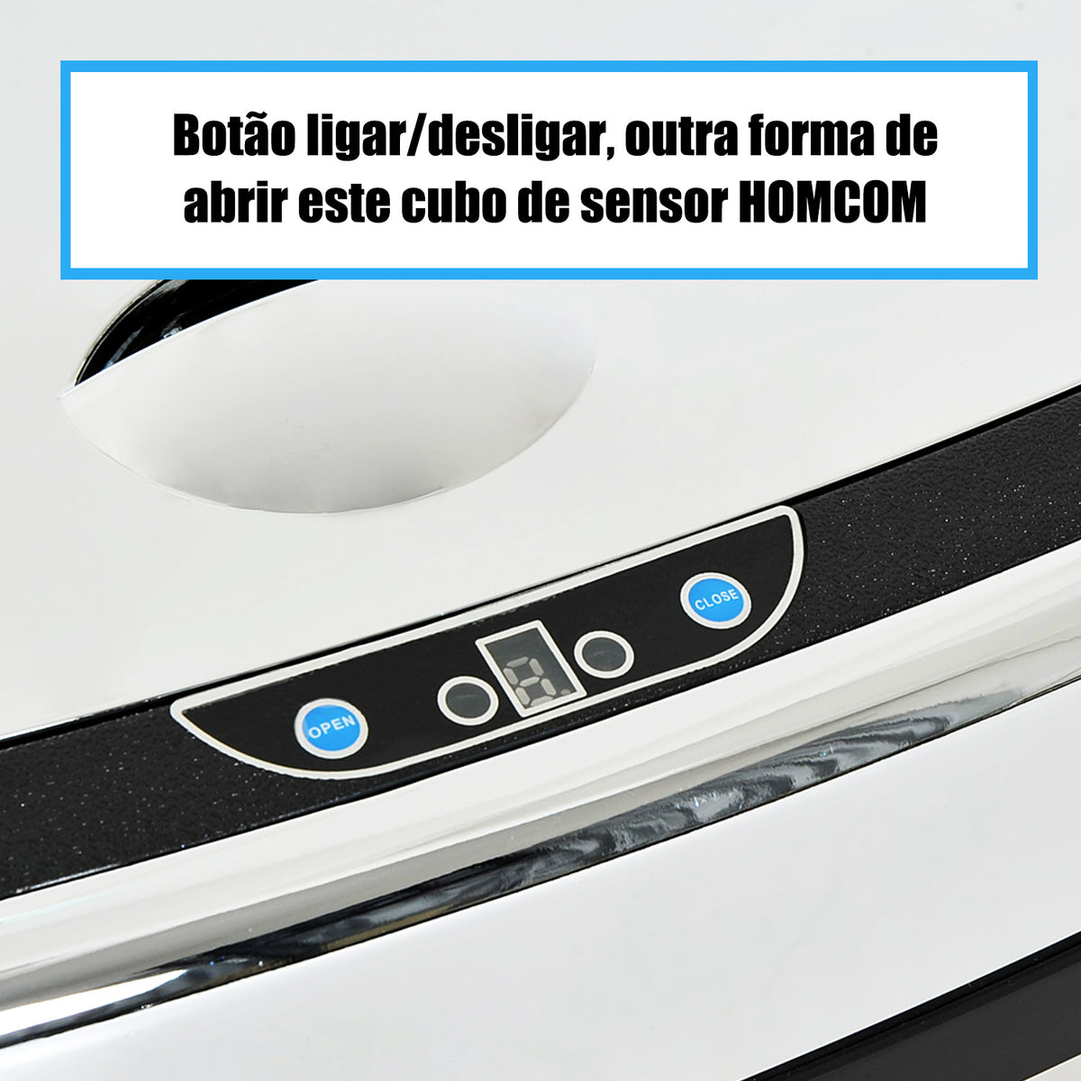 Balde de Lixo Inteligente de Aço Inoxidável 68L com Sensor Infravermelho de Abertura Automática e Contato Manual para Cozinha Dormitório Casa de banho 40,5x29,578cm Prata — foto 5