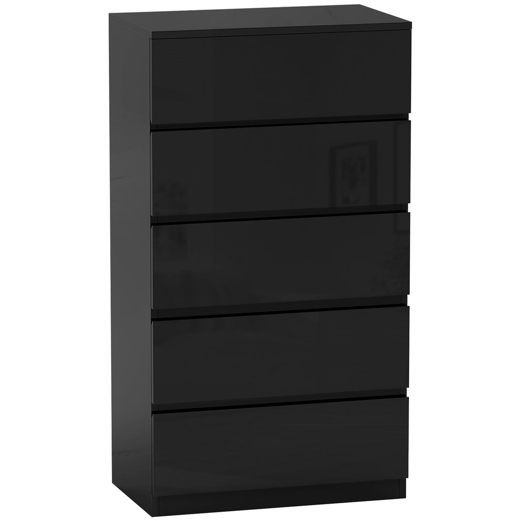Cómoda com 5 Gavetas de Madeira Cómoda de Dormitório Cómoda Preta para Sala de Estar Estilo Moderno 55x34x100 cm Preto — foto 1