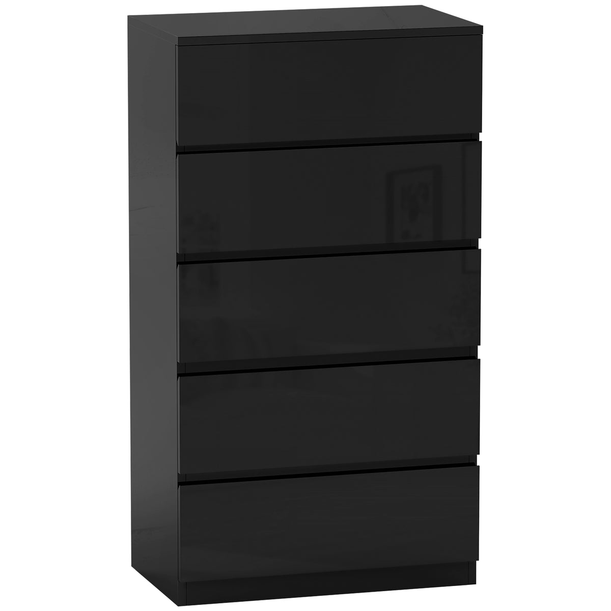 Cómoda com 5 Gavetas de Madeira Cómoda de Dormitório Cómoda Preta para Sala de Estar Estilo Moderno 55x34x100 cm Preto — foto 1