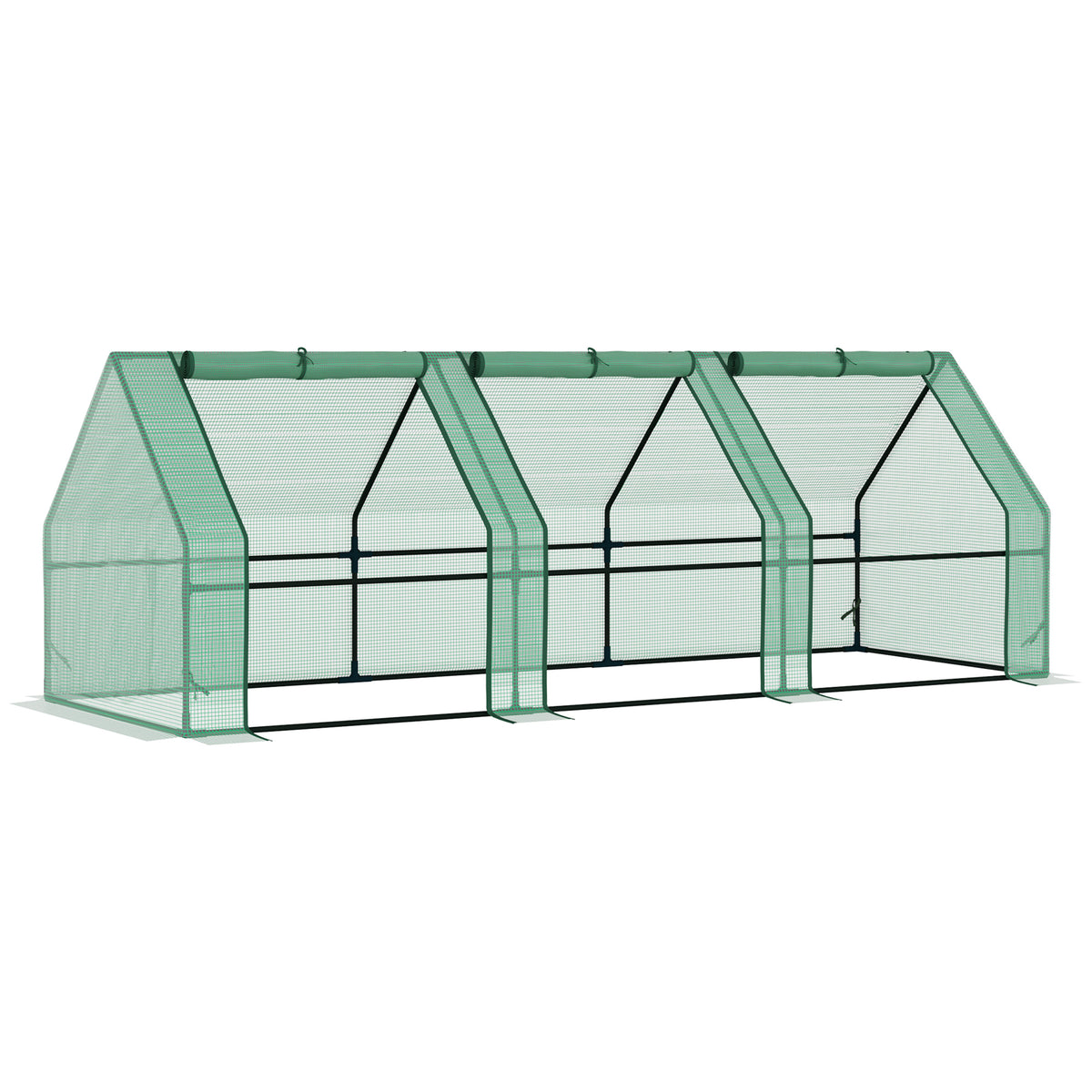 Estufa de Jardim Terraço 270x90x90 cm Tipo Casa Tubo de Aço com 3 Janelas Estufa Pequena para Cultivo de Plantas Verde — foto 1