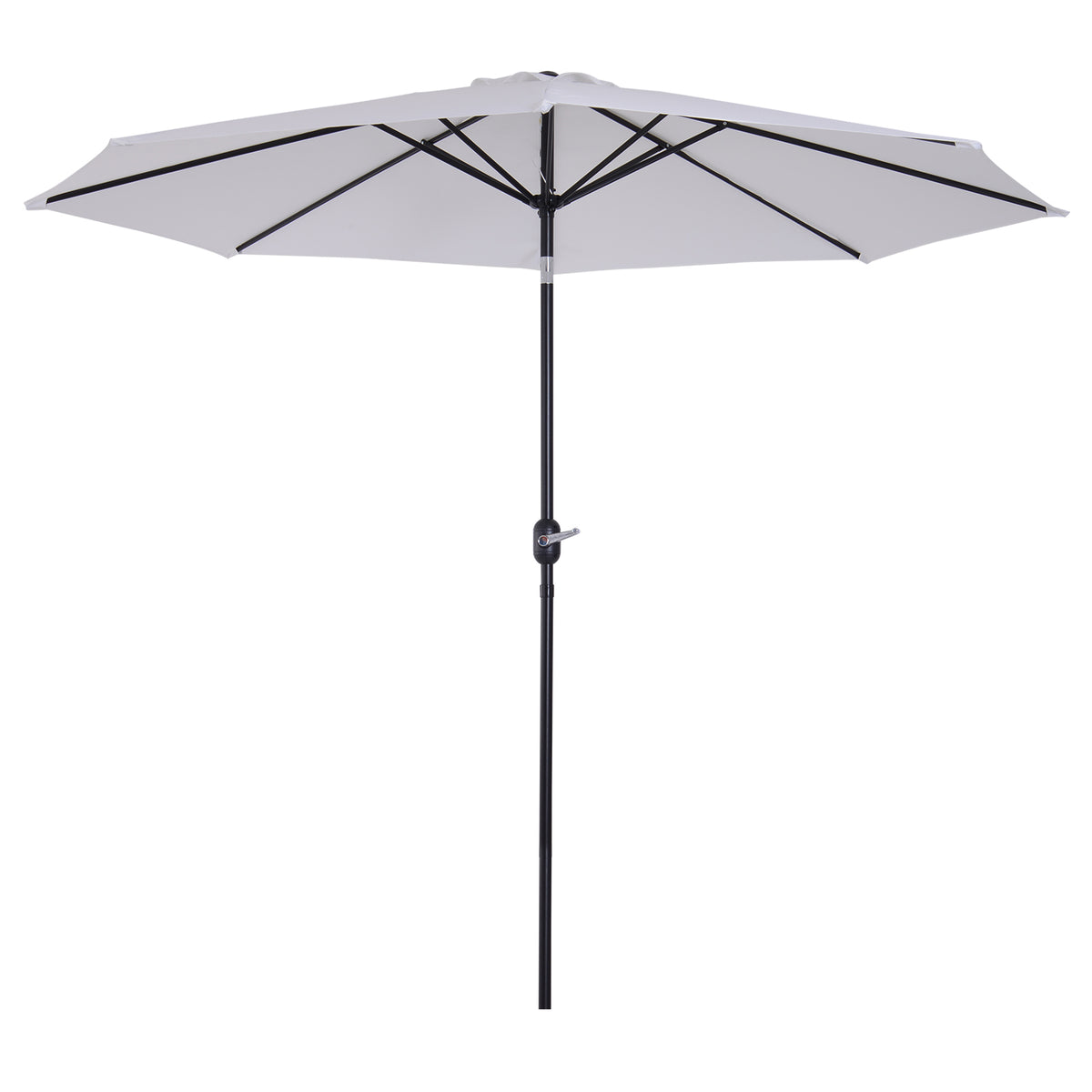 Chapéu de Sol de Jardim Ø295x250cm com Manivela Chapéu de Sol Exterior com Mecanismo de Inclinação e Mastro Desmontável de Metal para Terraço Piscina Pátio Branco — foto 1