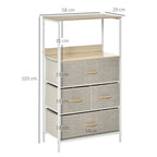 Cómoda com 4 Gavetas Dobráveis e Prateleira Aberta Cómoda com Gavetas de Tecido para Escritório Dormitórios Estilo Industrial Anti-Tombo 58x29x103cm Madeira e Cinza Claro — foto 3