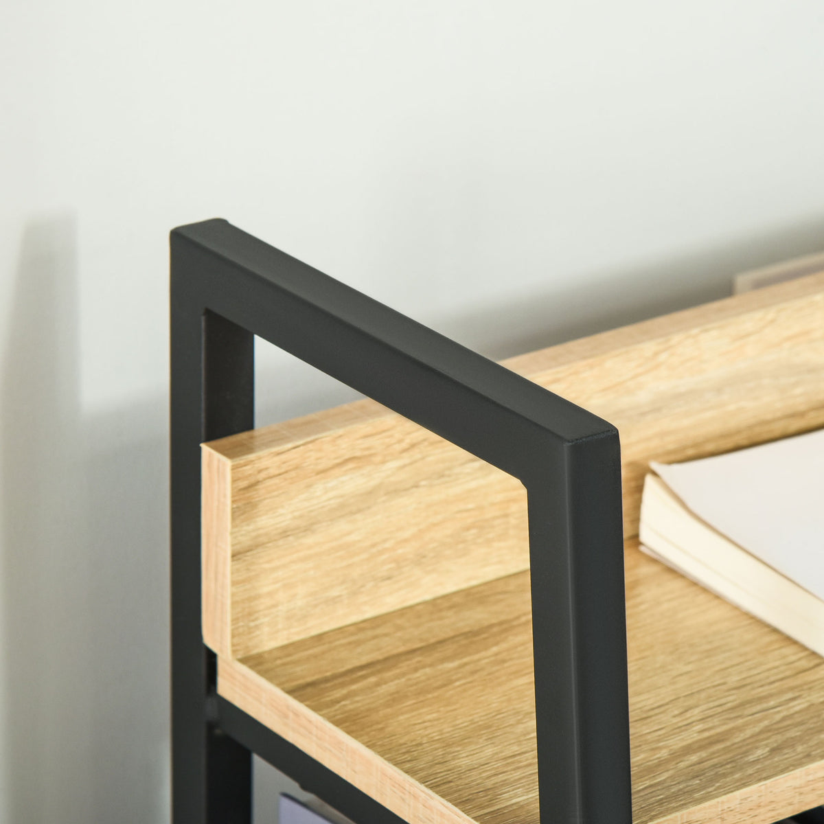 Estante de Estilo Industrial com 5 Níveis Estante de Sala de Estar para Livros com Estrutura de Metal Carga 25 kg para Escritório Estudo 70x35x149,5 cm Natural — foto 8