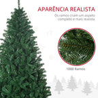 Árvore de Natal 180 cm com 1000 Ramos de PVC e Suporte de Aço Decoração de Natal para Interior Verde — foto 5