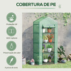 Estufa de Jardim com 4 Prateleiras e Cobertura de PE Estufa de Aço para Cultivo de Plantas Flores 70x50x160cm Verde — foto 5
