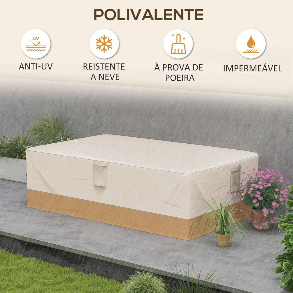 Capa Protetora para Móveis de Jardim 270x200x78cm Tecido Oxford 600D Impermeável Cobertura para Sofás Mesas Exterior com 4 Ventilações 5 Alças Cordão de Tração Bege — foto 6