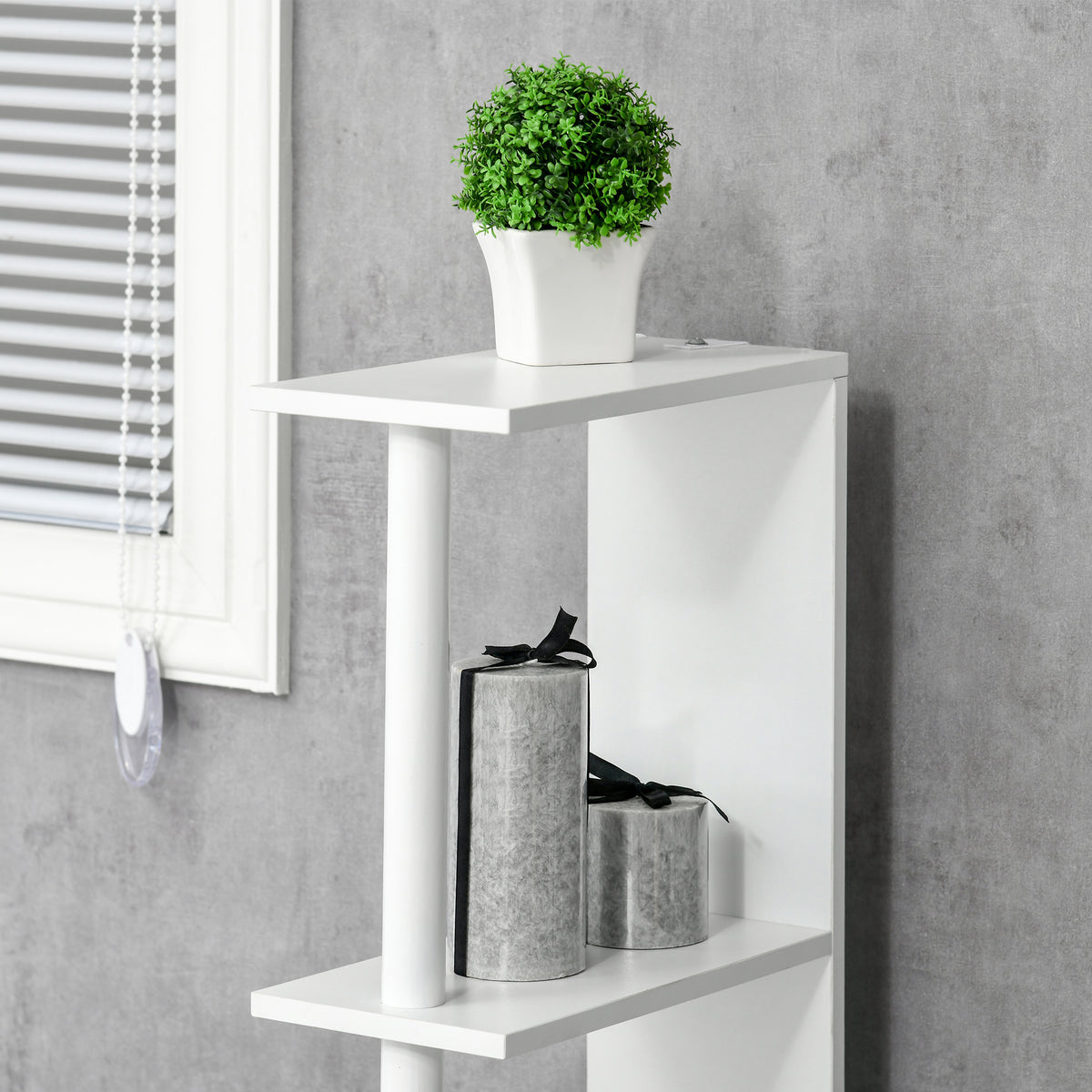 Coluna Casa de Banho com 2 Portas e 2 Prateleiras Abertas Armário Alto para Casa de Banho Sala de Estar Dormitório Estilo Moderno 15,2x29,8x118cm Branco — foto 7