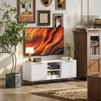 Móvel de TV Moderno Móvel de TV para Sala de Estar com 2 Compartimentos Abertos e 2 Portas Móvel para Televisores de 55 Polegadas 120x35x48 cm Branco — foto 2