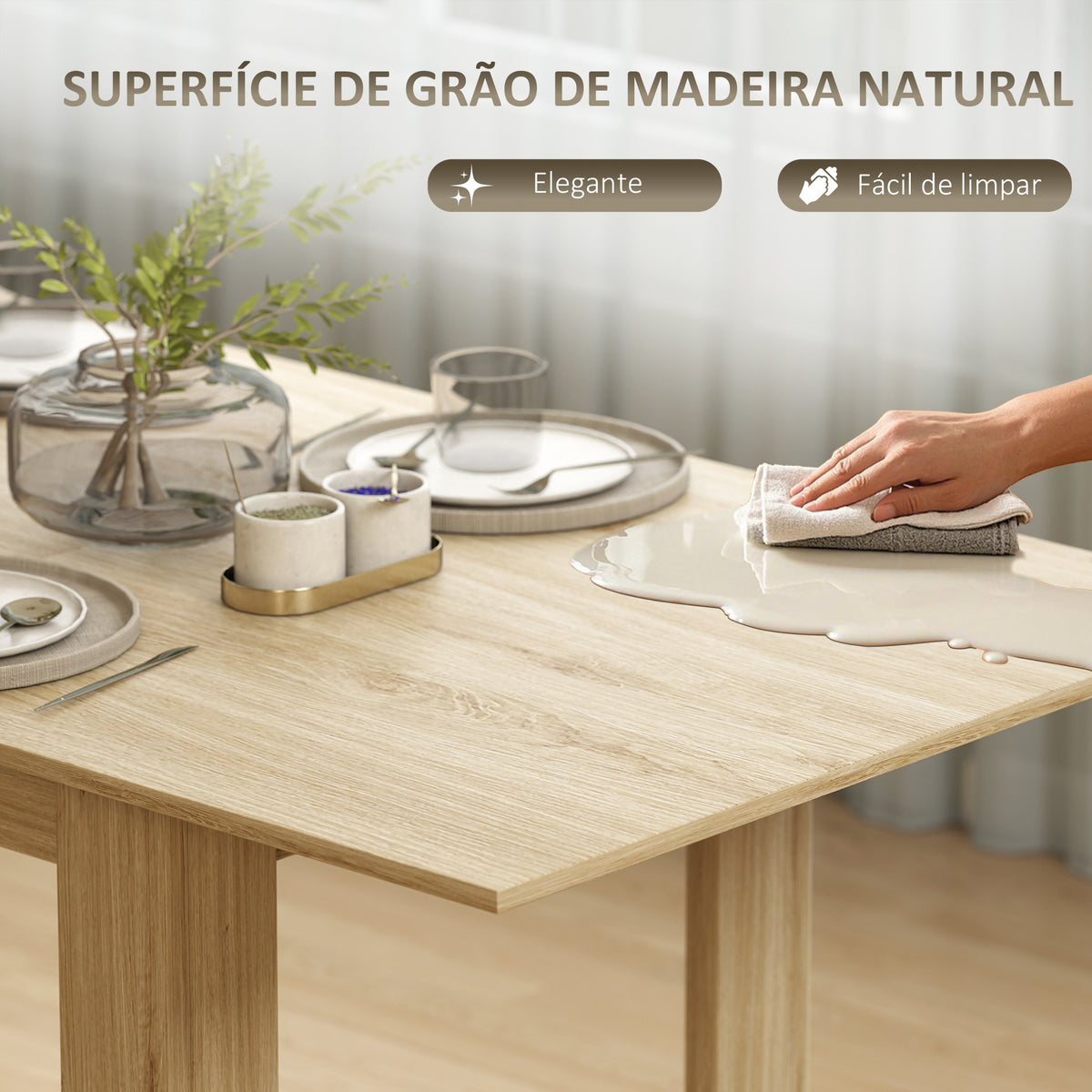 Mesa de Refeição Extensível de 140 a 180 cm Mesa de Cozinha Extensível Retangular para 6-8 Pessoas para Sala 140-180x90x75 cm Madeira — foto 6