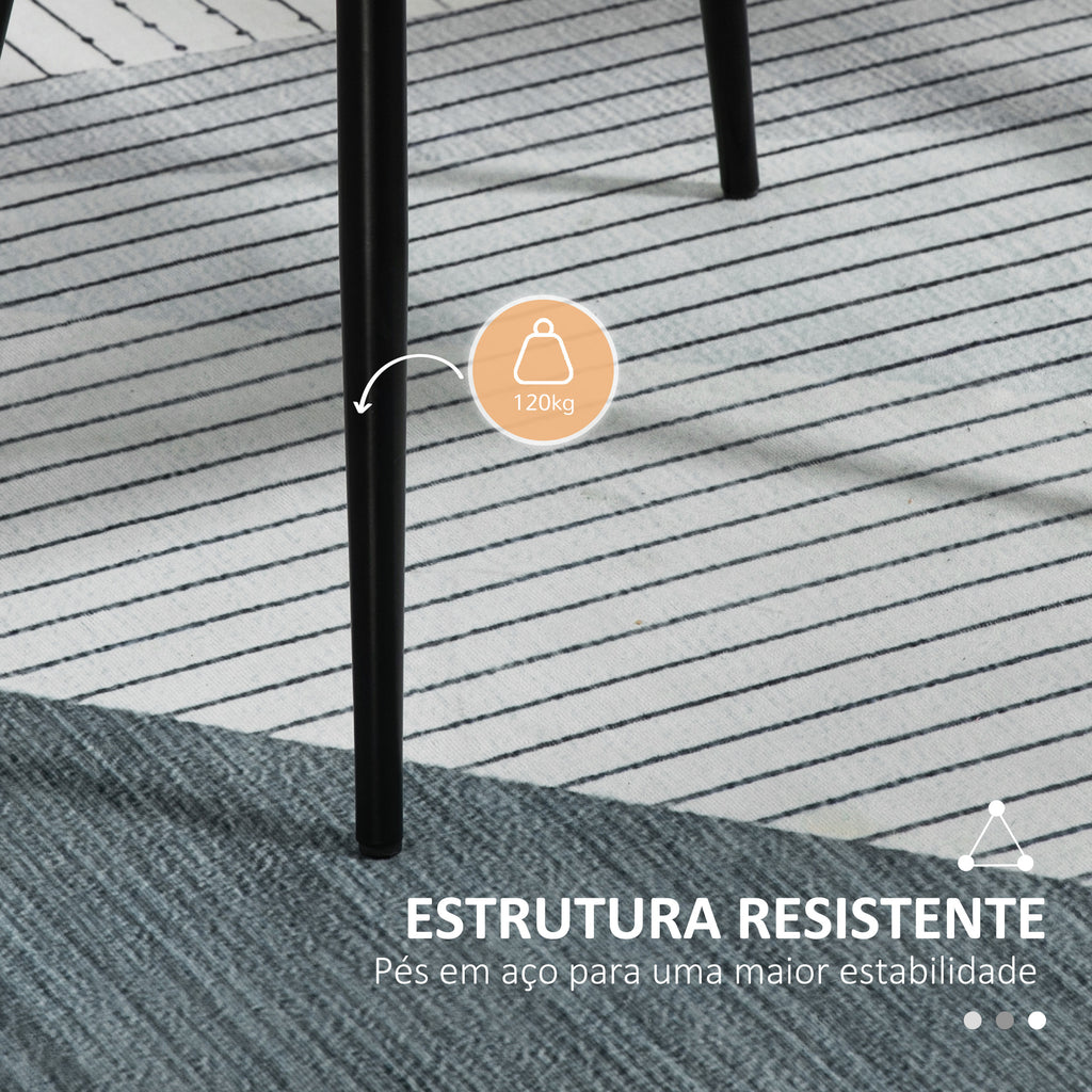 Conjunto de 2 Cadeiras de Sala de Jantar Estofadas em Linho Cadeiras de Cozinha com Encosto Apoio para os Braços e Pés de Metal 59,5x56,5x81 cm Cinza — foto 6