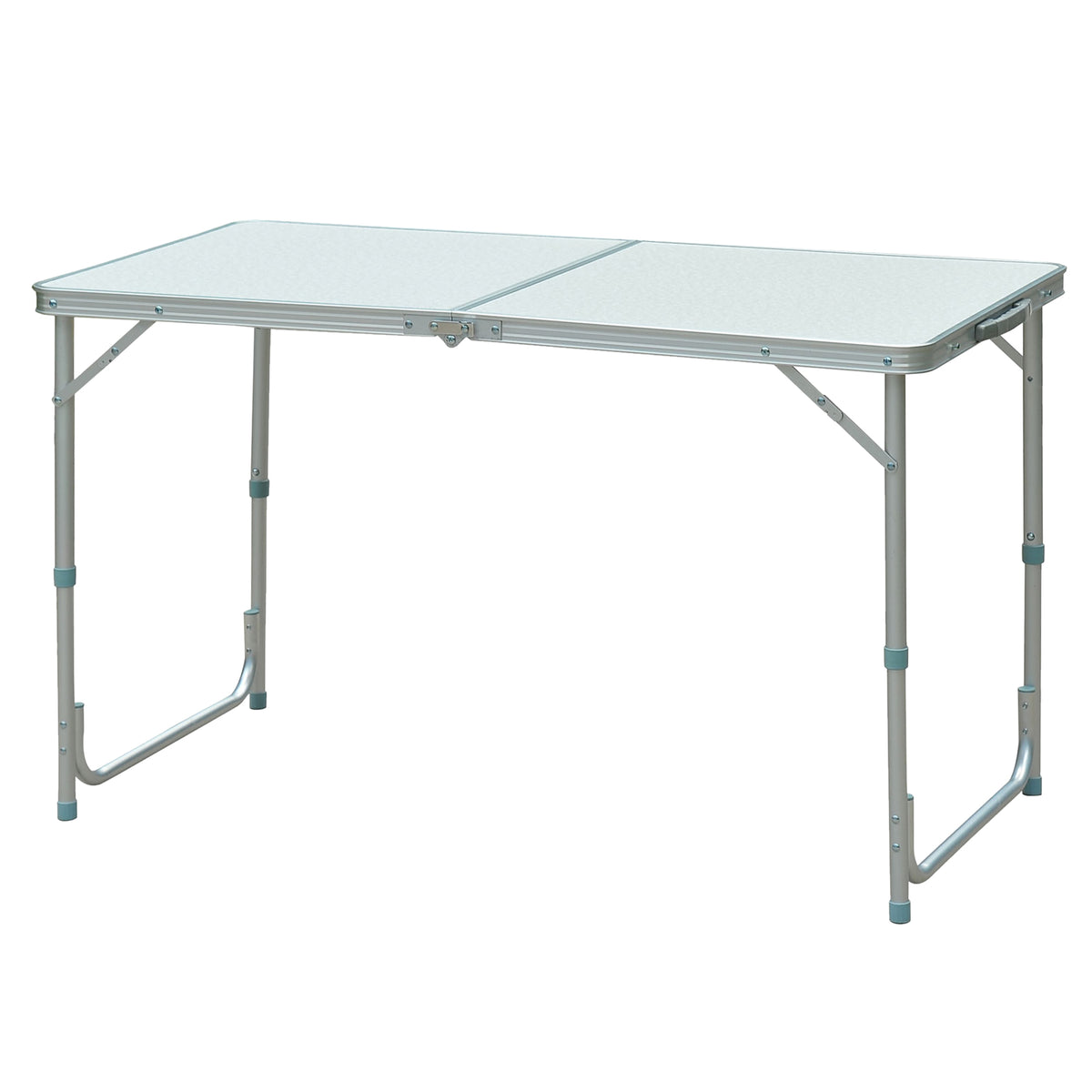 Mesa de Campismo Dobrável Convertível em Mala com Altura Ajustável para Piquenique 120x60-54-70cm Prata — foto 1
