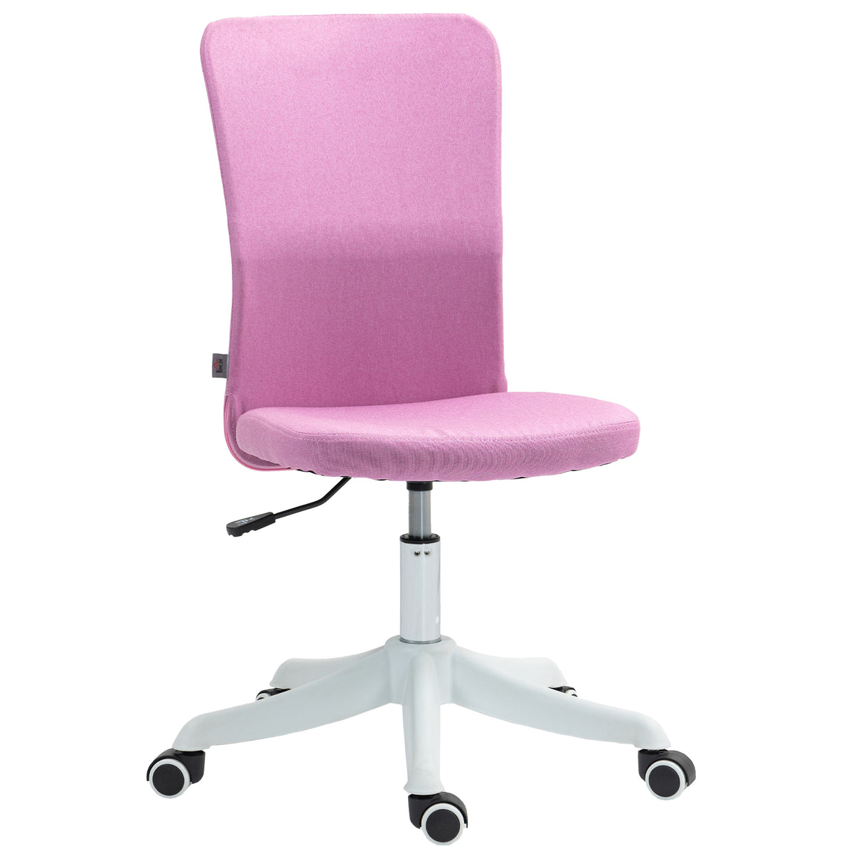 Cadeira de Escritório sem Apoio para os Braços Cadeira de Escritório Giratória Estofada em Linho Sintético com Altura Ajustável para Estudo Dormitório Tocador Carga 120 kg 53x43x85-93 cm Rosa — foto 1