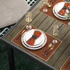 Mesa de Jardim Retangular Mesa de Exterior para 8 Pessoas com Bancada de Ripas e Estrutura de Alumínio para Terraço Balcão 190x90x74 cm Preto e Madeira — foto 7