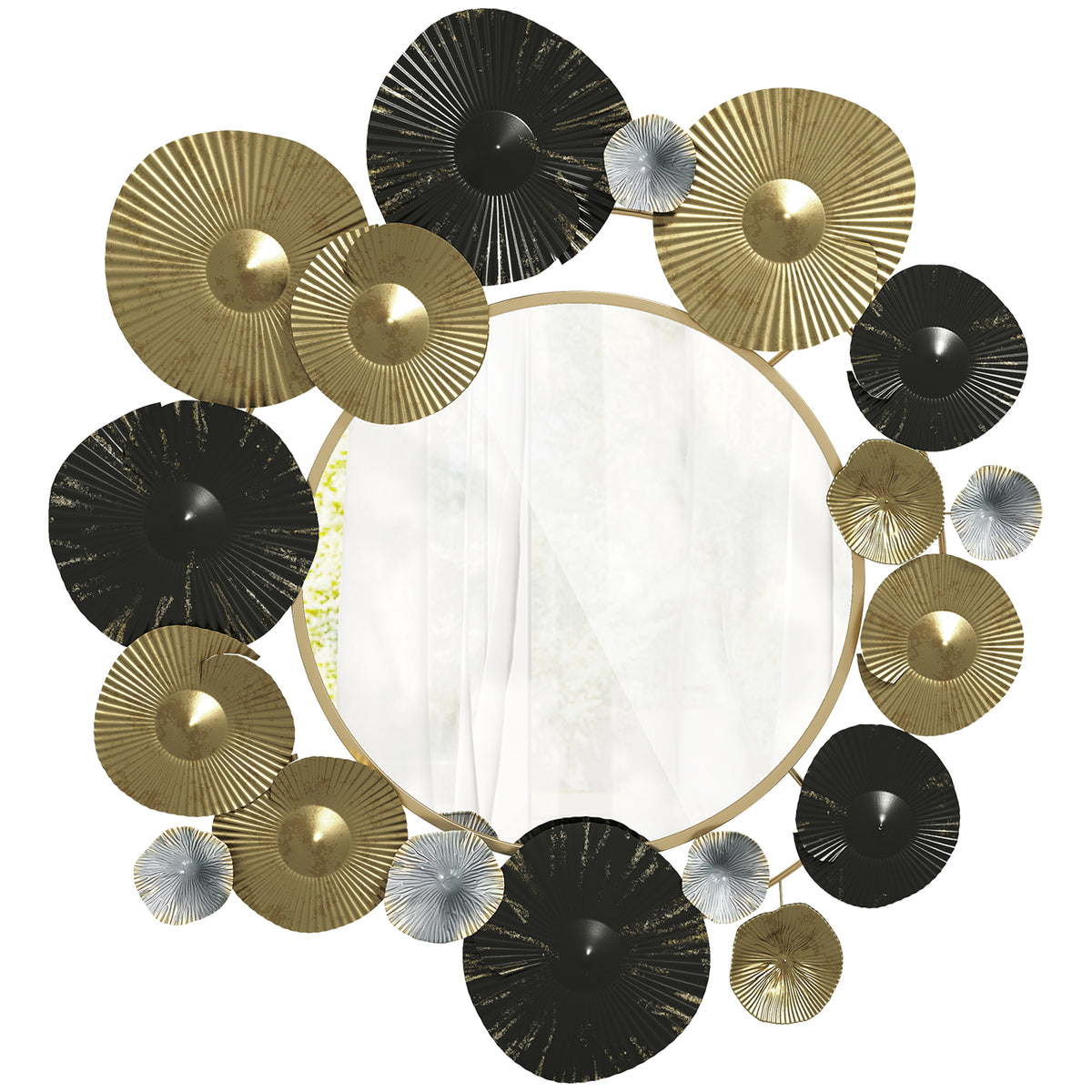 Espelho Decorativo de Parede Decoração de Parede Metálica com Espelho para Sala, Quarto Corredor 84x84 cm Dourado e Preto — foto 1