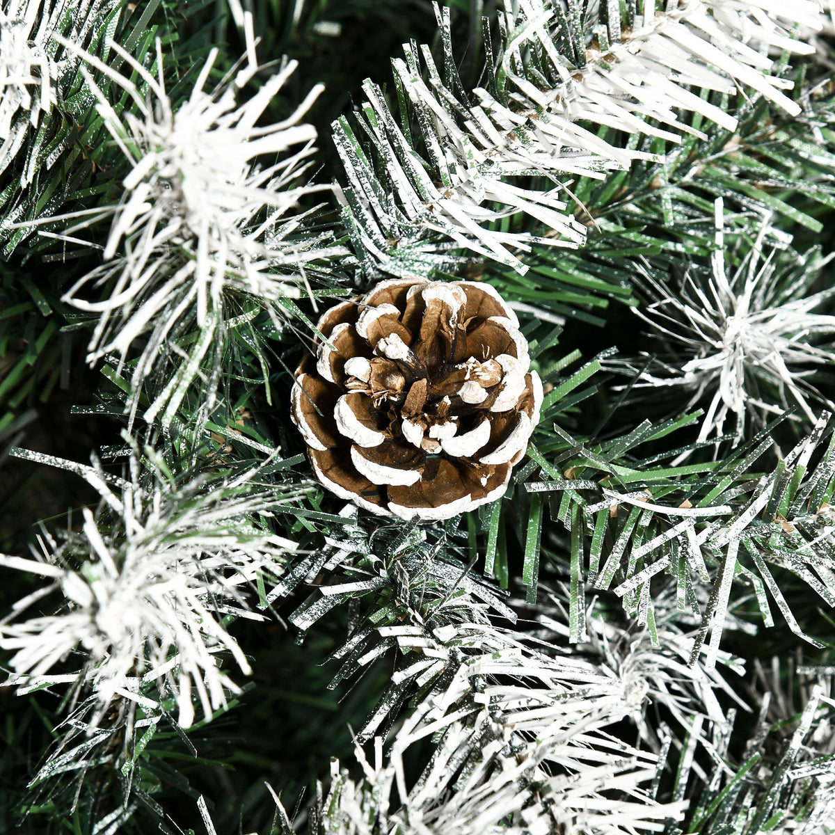 Árvore de Natal Artificial 180cm com 800 Ramos e 61 Pinhas Folhas de PVC com Efeito de Neve Base Dobrável e Suporte Metálico para Interiores Verde — foto 9