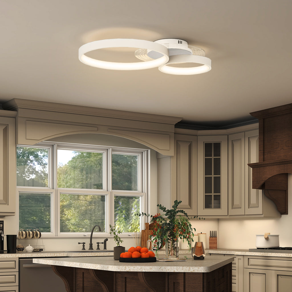 Candeeiro de Teto LED 40W Candeeiro Moderno com Iluminação LED 3000K/4000K/6500K para Quarto Sala Cozinha Sala de Jantar 59x38x7,4 cm Branco — foto 7