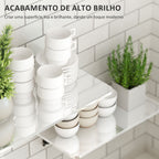 Conjunto de 2 Mesas Dobráveis de Parede Secretárias Flutuantes para Espaços Pequenos Mesas Rebatíveis para Cozinha Sala de Jantar Escritório Quarto e Sala Branco Brilhante — foto 5