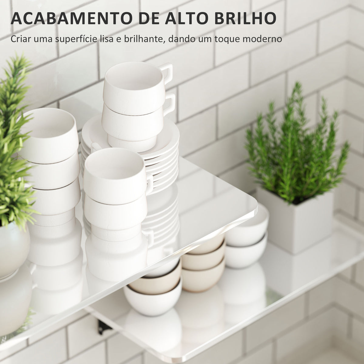 Conjunto de 2 Mesas Dobráveis de Parede Secretárias Flutuantes para Espaços Pequenos Mesas Rebatíveis para Cozinha Sala de Jantar Escritório Quarto e Sala Branco Brilhante — foto 5