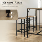 Conjunto de Mesa de Bar com 4 Bancos com Apoio para os Pés Conjunto de Móveis de 5 Peças Mesa de 100x60x88cm e Bancos de 32x32x57cm para Sala de Jantar Cozinha Preto e Carvalho — foto 6