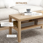 Mesa de Centro Moderna Mesa Auxiliar com Prateleira para Sala de Estar Escritório Capacidade de Carga: 50 kg 90x45x44,5 cm Madeira — foto 6