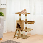Árvore para gatos com Corda de Brincar Placa de Madeira e Revestido de Pêlo- Castanho - 30x55x96cm — foto 2