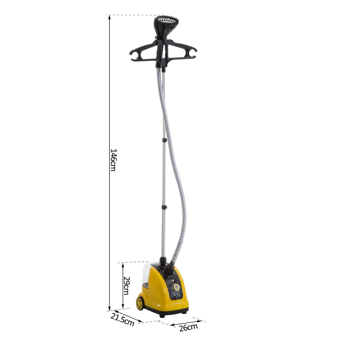 Ferro de Engomar a Vapor com Depósito de 1,4L e Temperatura Ajustável em 11 Níveis Ferro de Engomar a Vapor Vertical 26x21,5x146cm Amarelo e Preto — foto 3