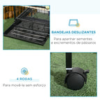 Gaiola para Pássaros com Rodas Gaiola Grande de 2 Níveis com Bandejas Removíveis Portas Comedouros Poleiros para Canários Periquitos 51,5x50x140 cm Preto — foto 6