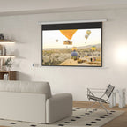 Tela de Projeção Elétrica de 84 Polegadas Tela de Projeção Portátil Formato 16:9 com Controlo Remoto para Interior e Exterior Cinema em Casa Jardim 186x105 cm Branco — foto 2