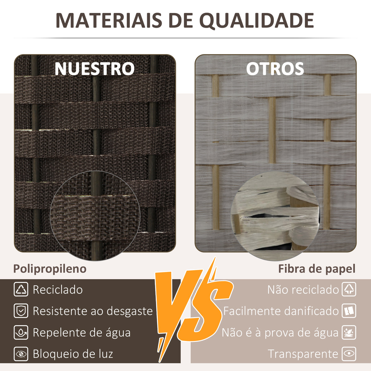 Biombo de 6 Painéis Separador de Ambientes Dobrável 240x1,6x170 cm Biombo Separador de Ambientes para Sala de Estar Dormitório Escritório Marrom — foto 4