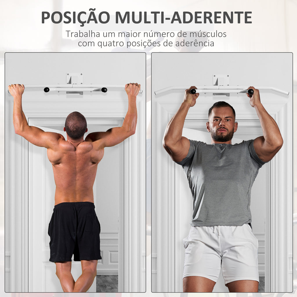 Barra de Elevações Fixa de Parede para Abdominais e Exercícios de Musculação - Branco - 118x44x20cm — foto 4