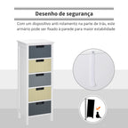 Cómoda de Madeira com 5 Gavetas Cómoda Auxiliar de Armazenamento com Pés Elevados Estilo Moderno para Dormitório Sala de Estar Casa de Banho 35x28x90,5cm Multicor — foto 6