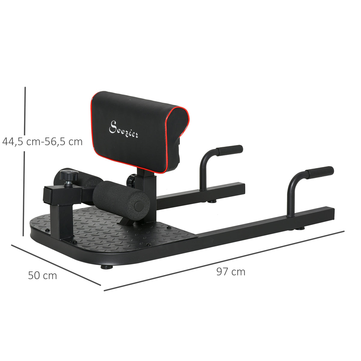 Sissy Squat 3 em 1 Máquina de Agachamento para Exercícios de Abdominais Flexões Agachamentos 50x97x56,5cm Preto e Vermelho — foto 3