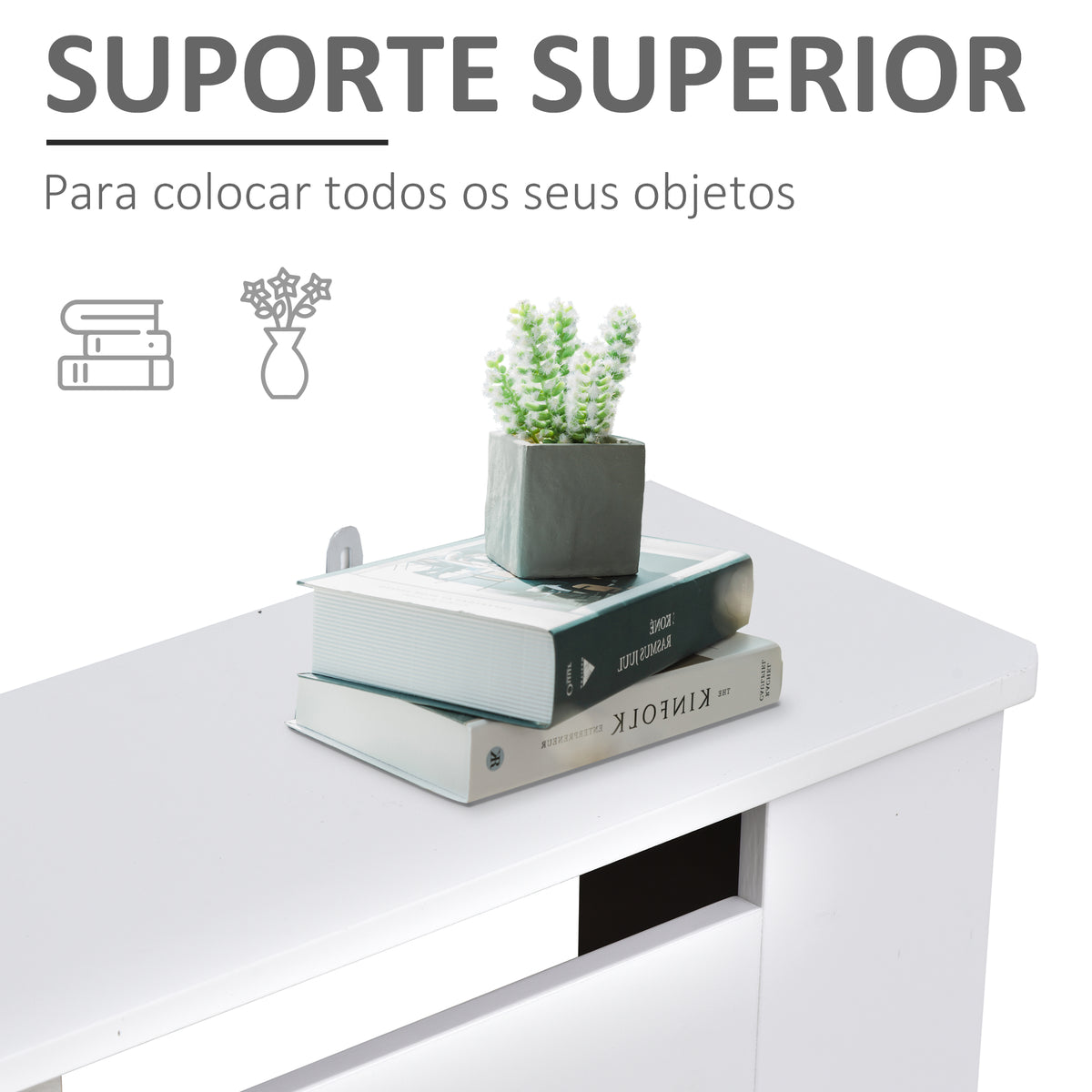 Cobertura de Radiador de MDF Cobertura para Radiador com Prateleira Estilo Moderno 78x19x82 cm Branco — foto 5